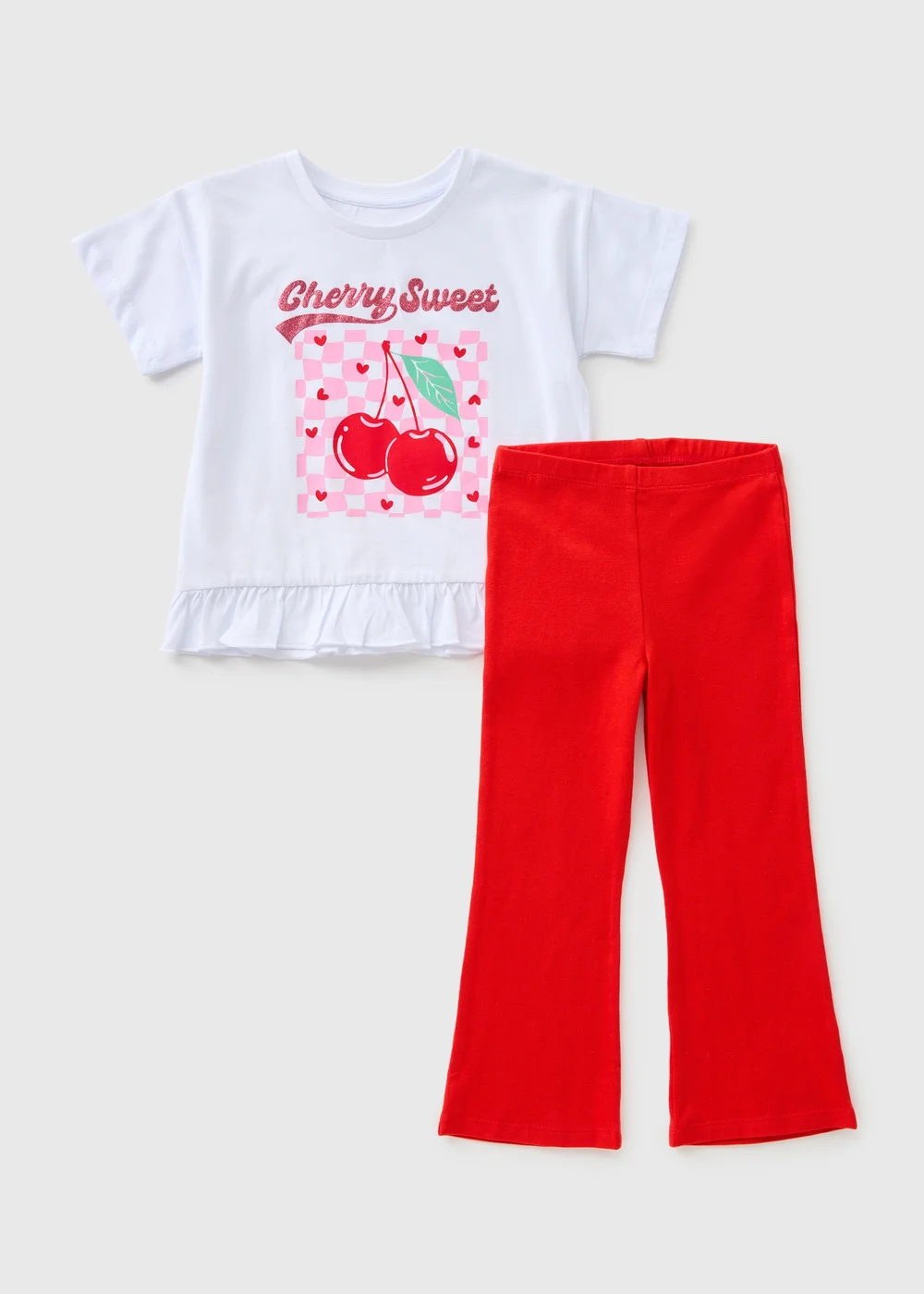 Girls Red Cherry Top & Flare Leggings (1-7yrs) - 1-1.5 Yrs Image 1