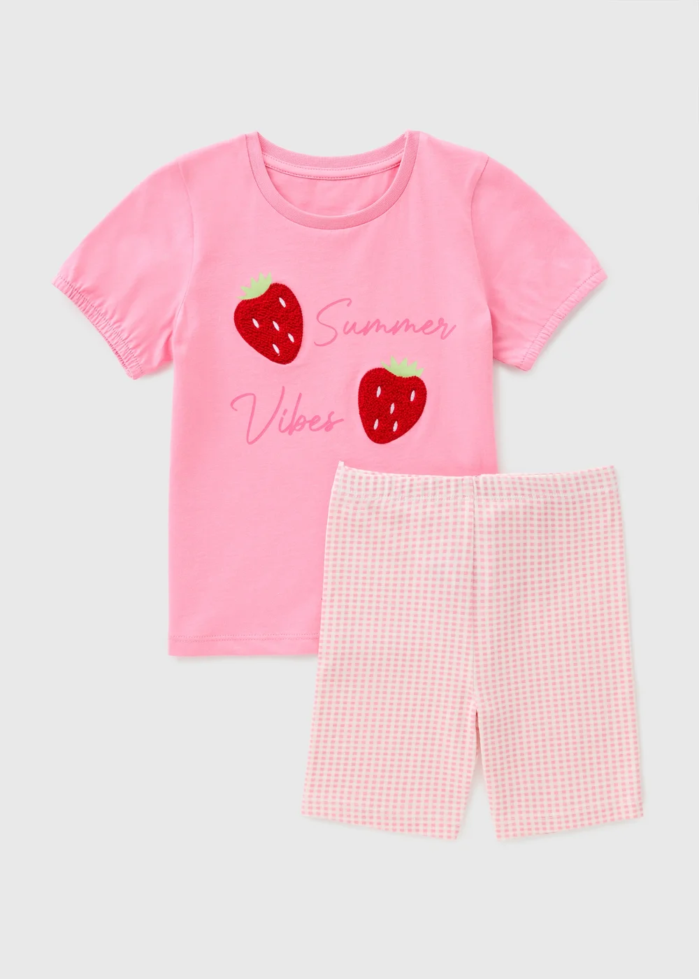 Girls Pink Strawberry T-Shirt & Shorts Set (1-7yrs) - 2-3 Yrs Image 1