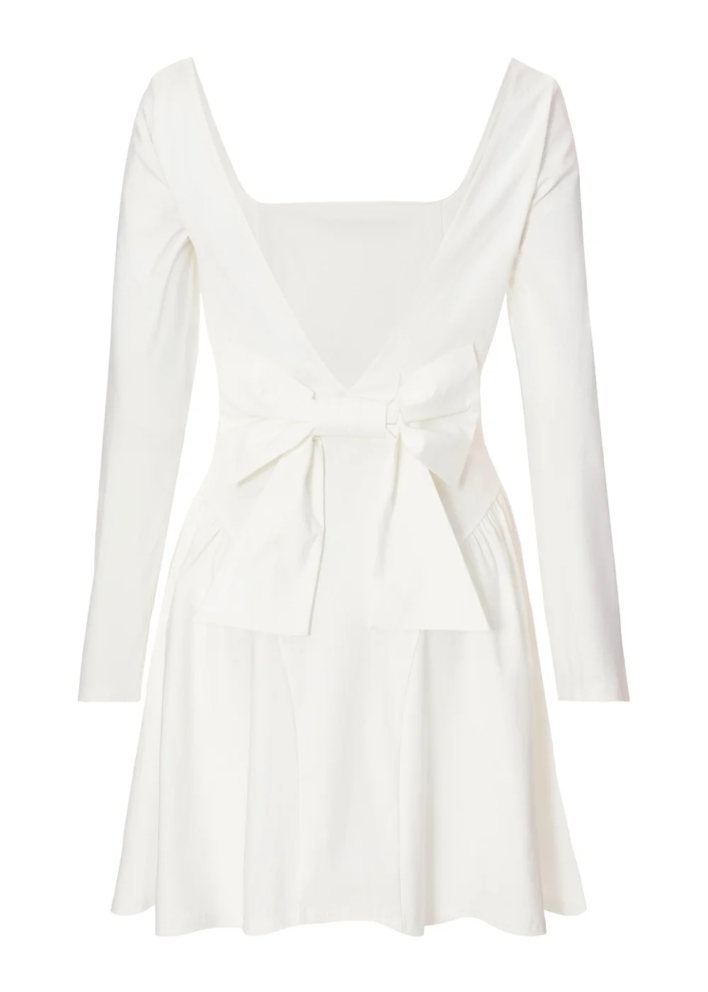 white bow back detail skater dress boohoo Women's Plus Size Taffeta Bow Back Puff Sleeve Skater Dress - Ivory