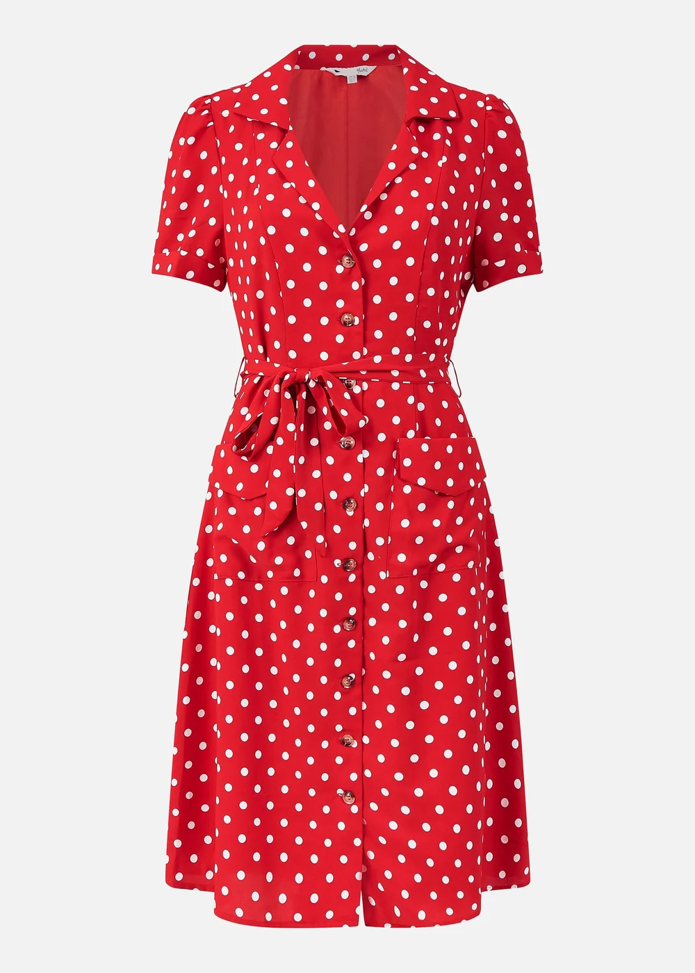 Yumi Red Retro Shirt Polka Dot Dress - 16 Image 3