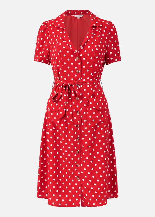 Yumi Red Retro Shirt Polka Dot Dress - 16 Image 3