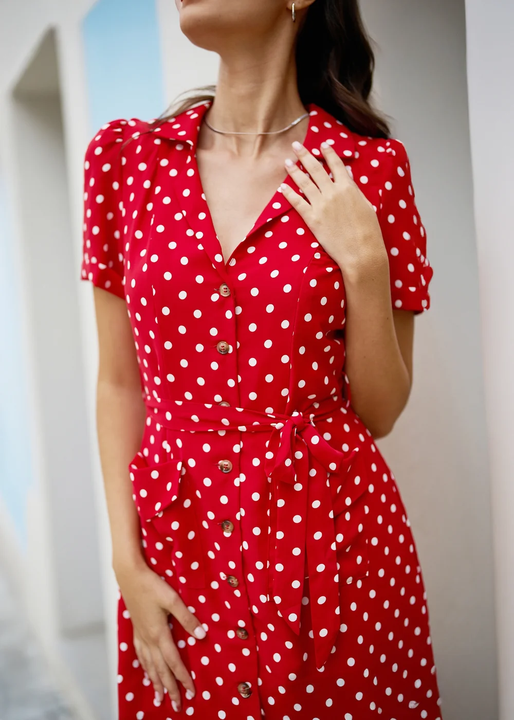 Yumi Red Retro Shirt Polka Dot Dress - 16 Image 2