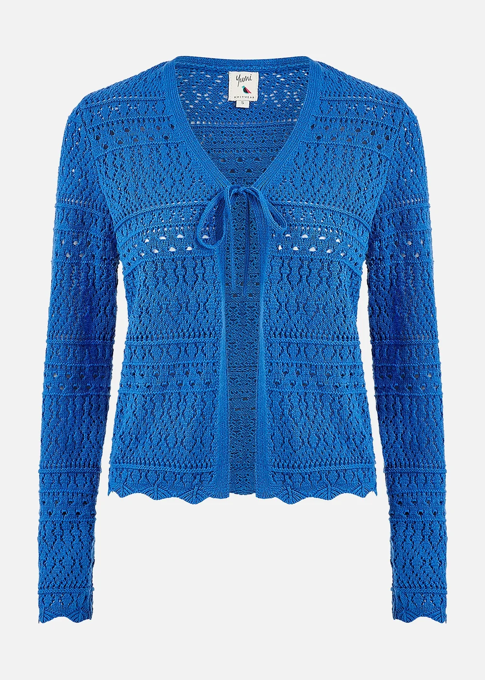 Yumi Blue Crochet Tie Front Cardigan - S Image 3