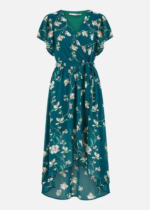 Yumi Green Floral Wrap Midi Dress With Frill Hem - 18 Image 3