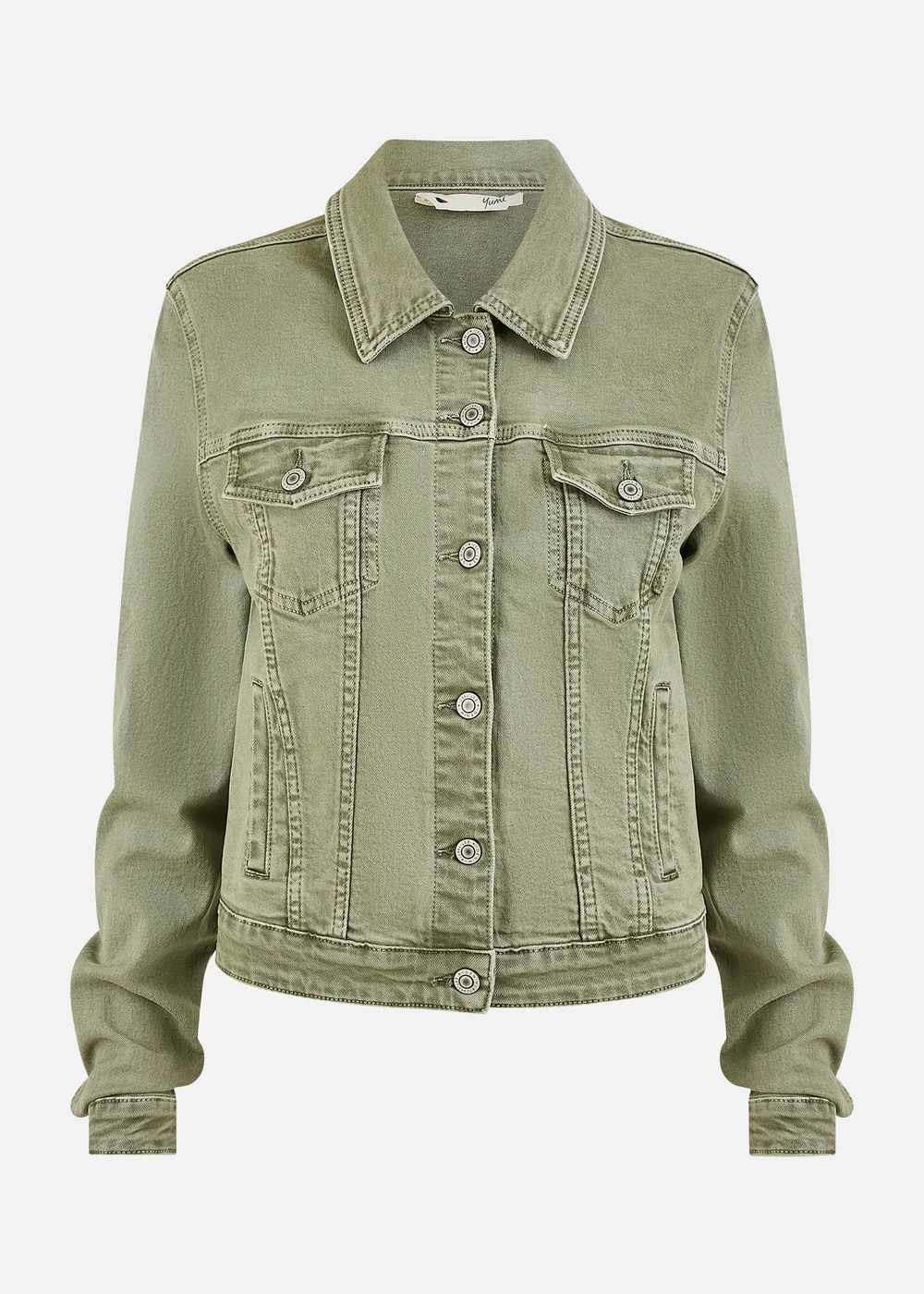 Yumi Green Stretch Cotton Denim Jacket - 8 Image 2