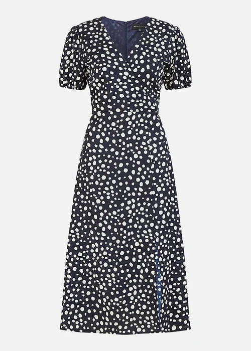 Yumi Navy Spot Midi Tea Dress - 12 Image 3