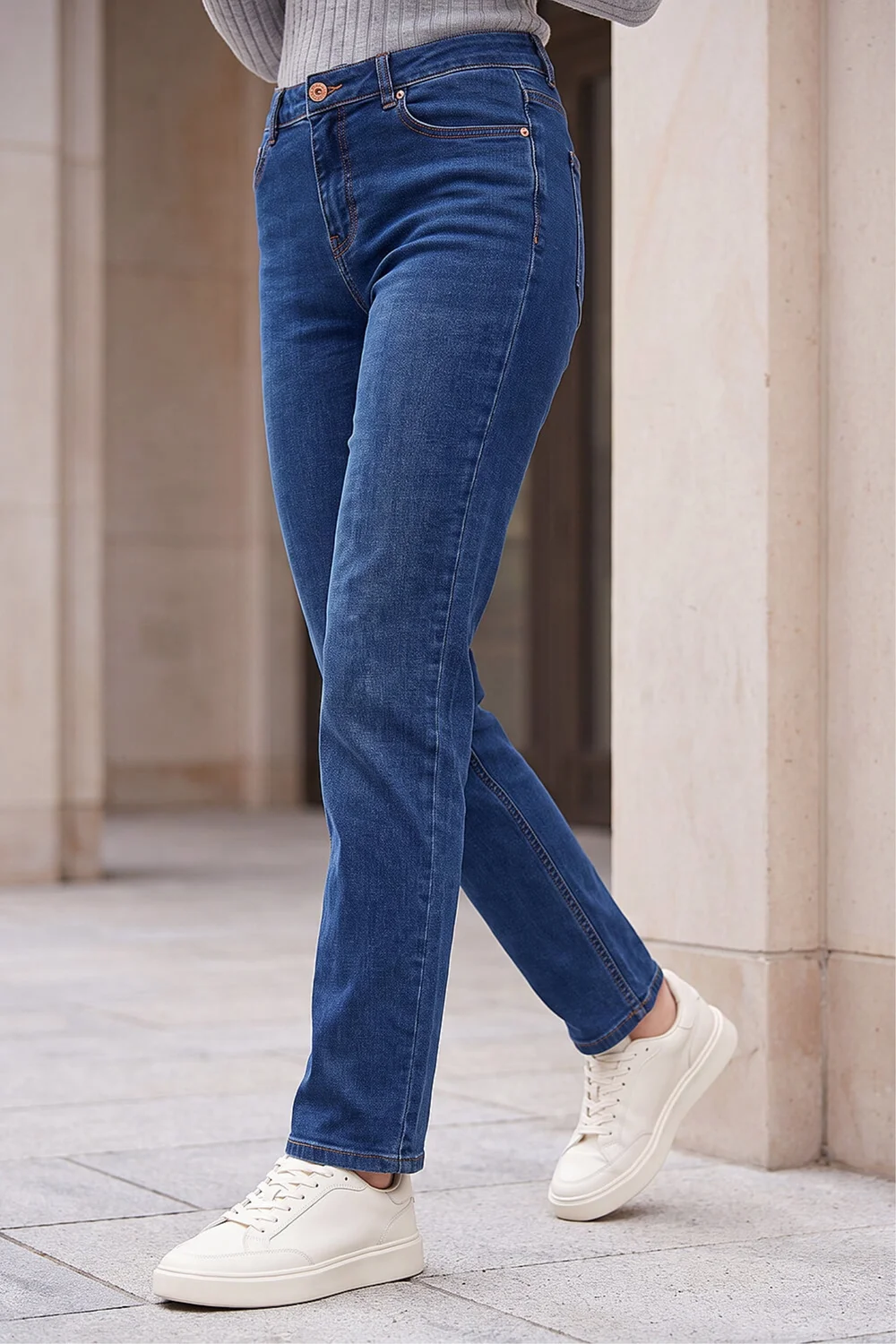Roman Indigo Petite Stretch Straight Leg Jeans - 16 Image 1