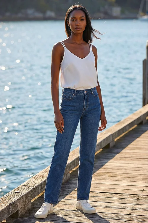 Roman Indigo Petite Stretch Straight Leg Jeans - 14 Image 1