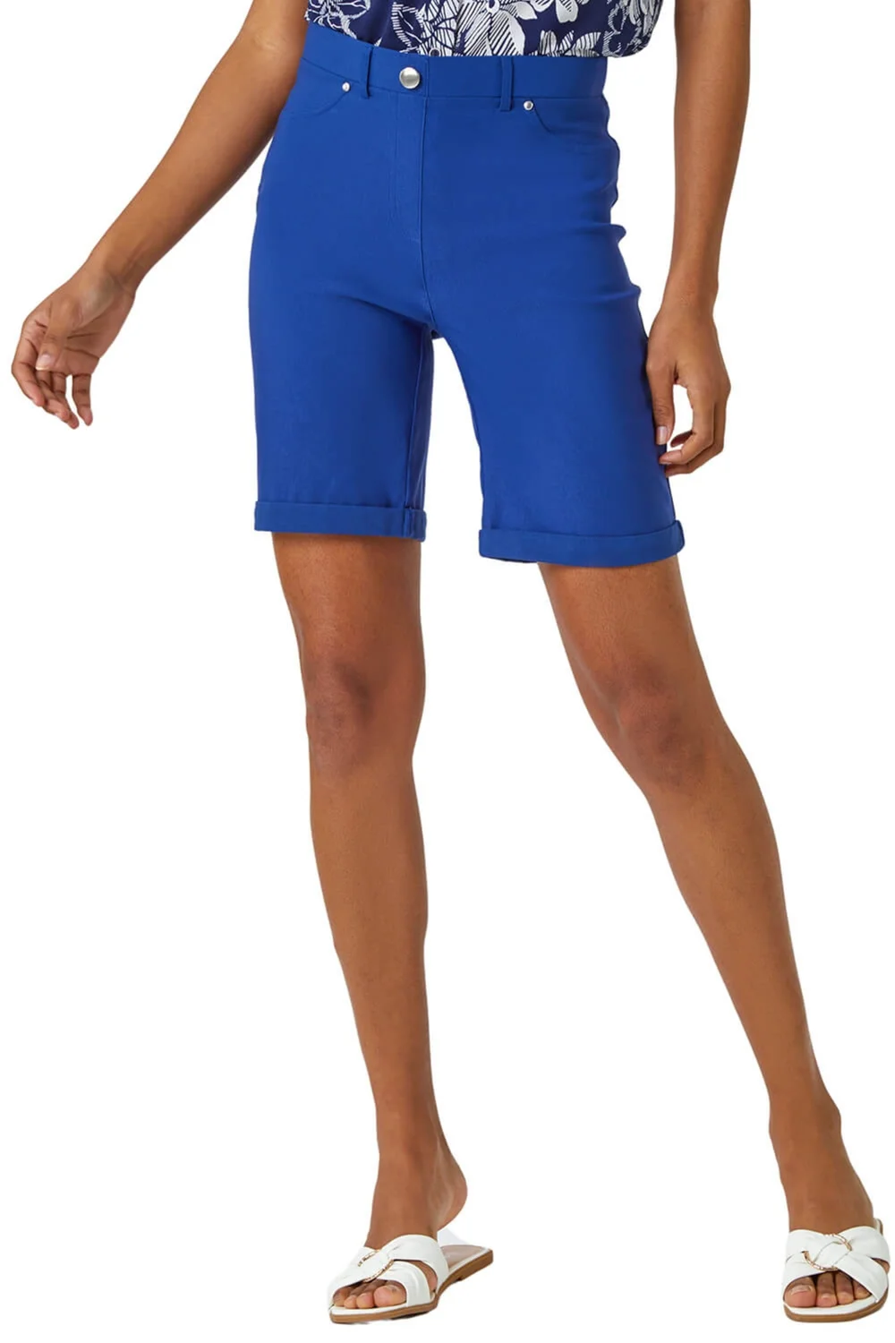 Roman Midnight Blue Turn Up Stretch Shorts - 18 Image 1