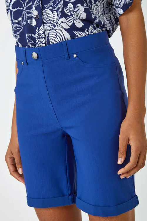 Roman Midnight Blue Turn Up Stretch Shorts - 18 Image 4