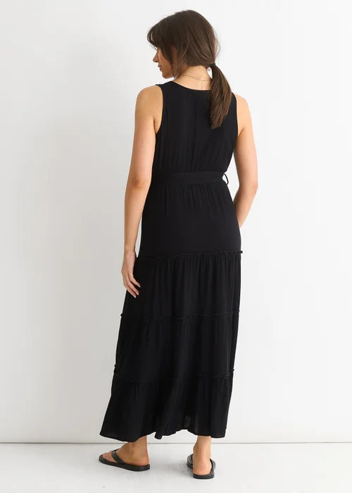 Gini London Black Viscose Wrap Tiered Maxi Dress - 10 Image 2