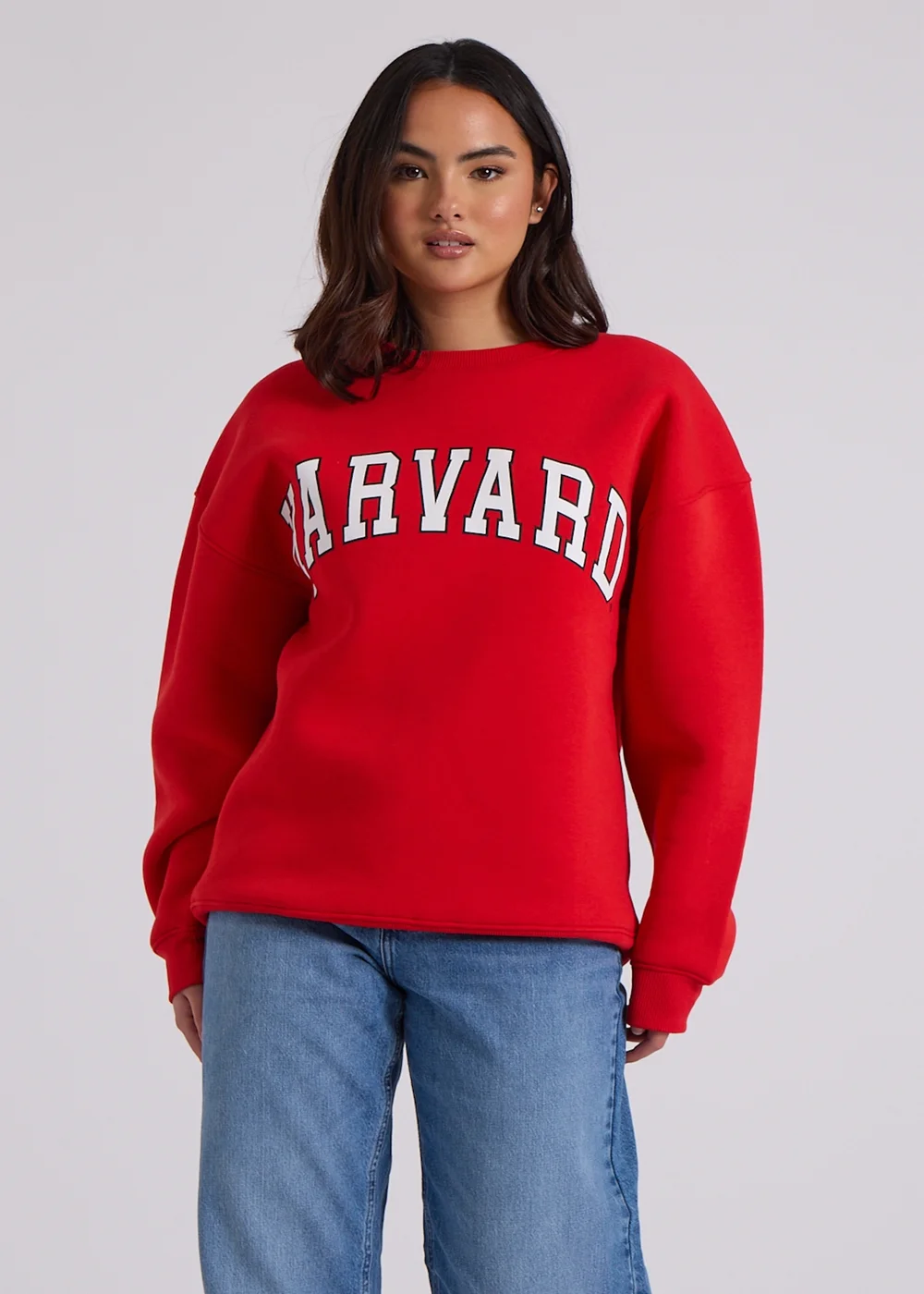 Urban Bliss Red Harvard Oversized Sweatshirt - Small Image 1