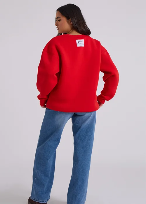 Urban Bliss Red Harvard Oversized Sweatshirt - Small Image 4