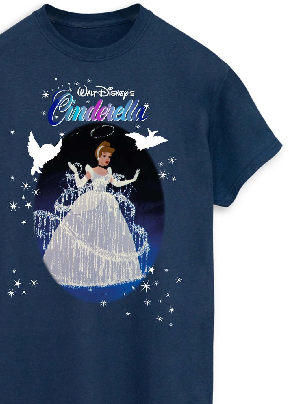 Spiral Galaxy Disney Cinderella Sparkle Navy Boyfriend Fit T-Shirt - S Image 2