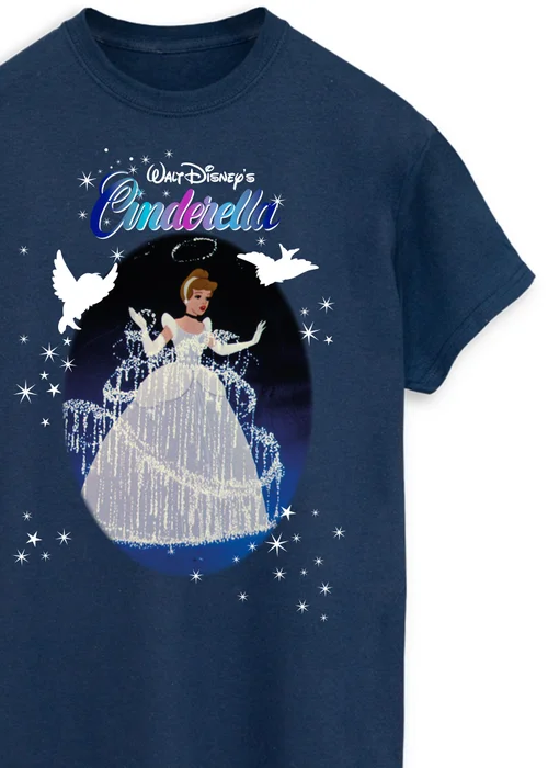 Spiral Galaxy Disney Cinderella Sparkle Navy Boyfriend Fit T-Shirt - S Image 2