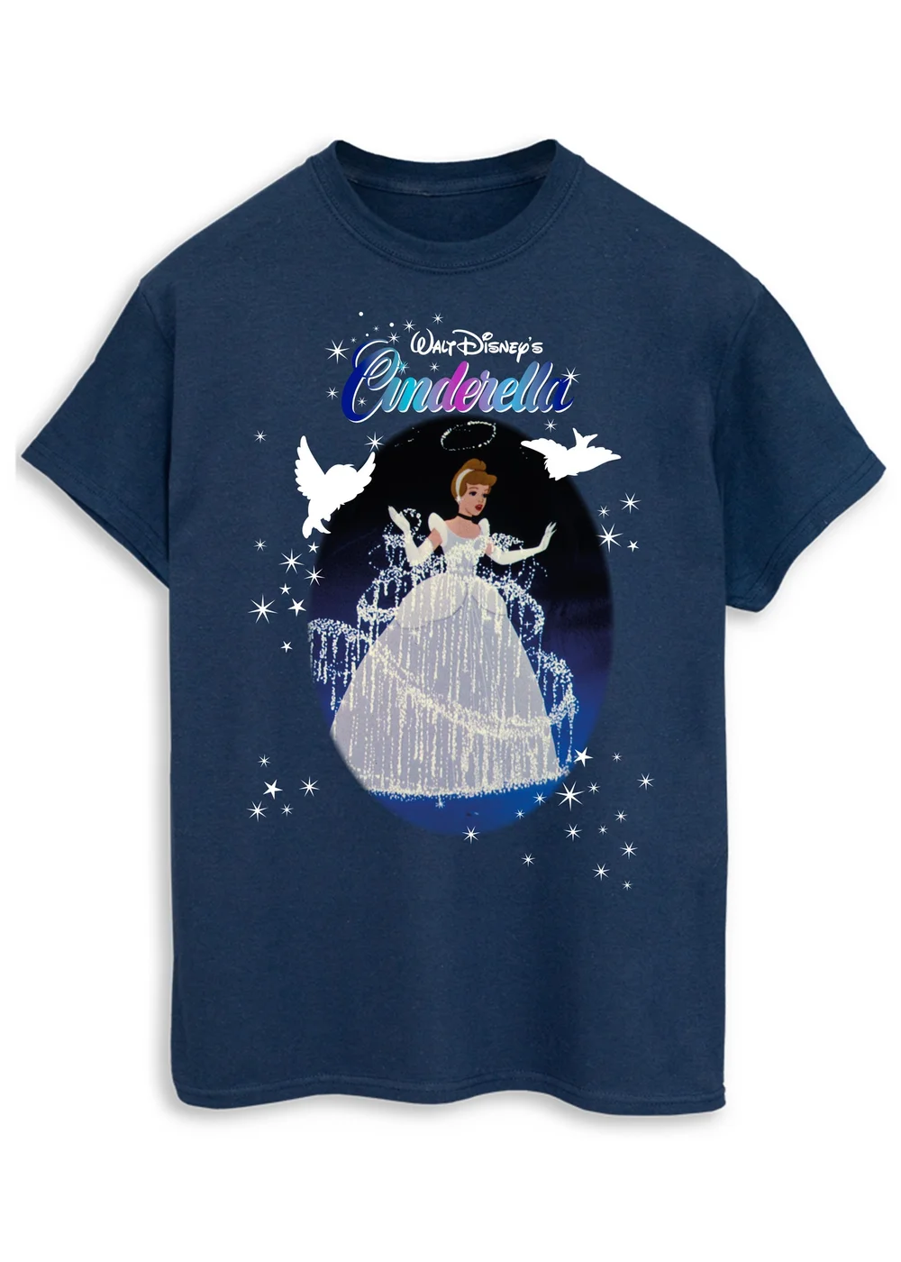 Spiral Galaxy Disney Cinderella Sparkle Navy Boyfriend Fit T-Shirt - S Image 1