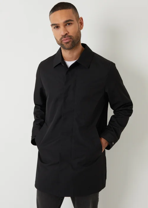 Threadbare Black Showerproof Longline Tailored Mac - XL Image 5
