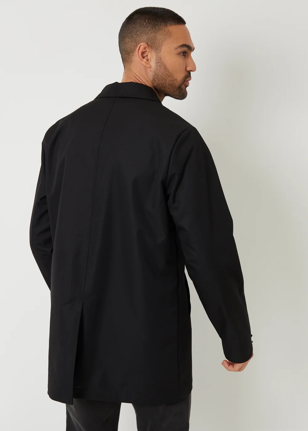 Threadbare Black Showerproof Longline Tailored Mac - XL Image 2