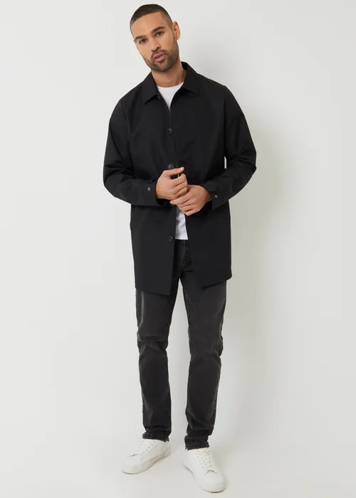 Threadbare Black Showerproof Longline Tailored Mac - XL Image 3