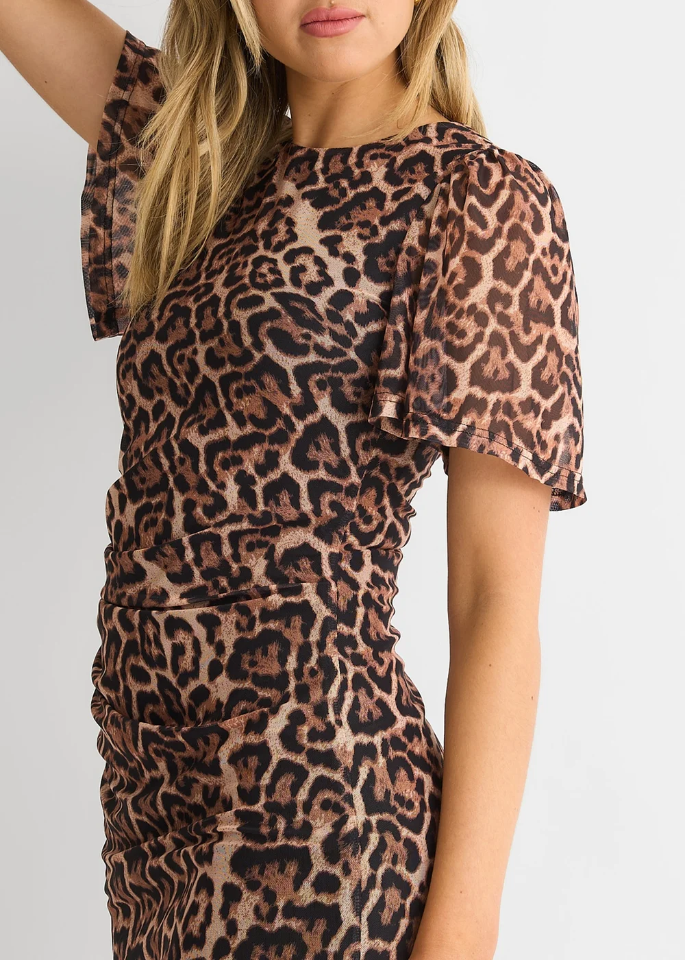 Gini London Brown Animal Mesh Stretch Mini Dress - 12 Image 4
