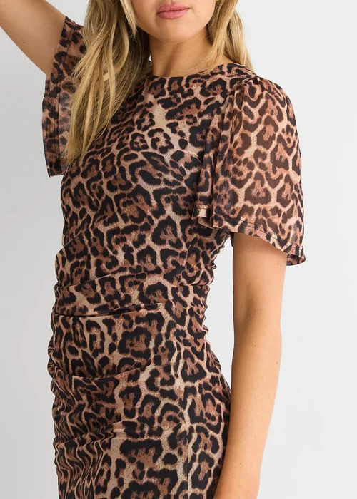 Gini London Brown Animal Mesh Stretch Mini Dress - 12 Image 4