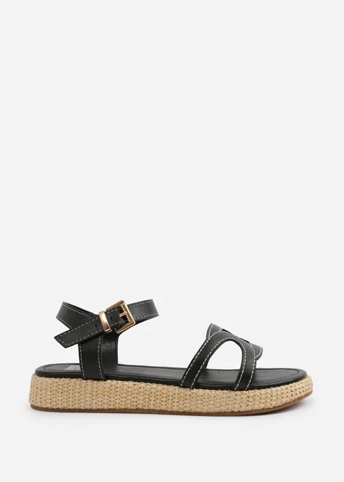 Where's That From Black PU Sofia Flatform Sandal - 4 Image 2