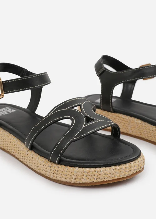 Where's That From Black PU Sofia Flatform Sandal - 4 Image 4