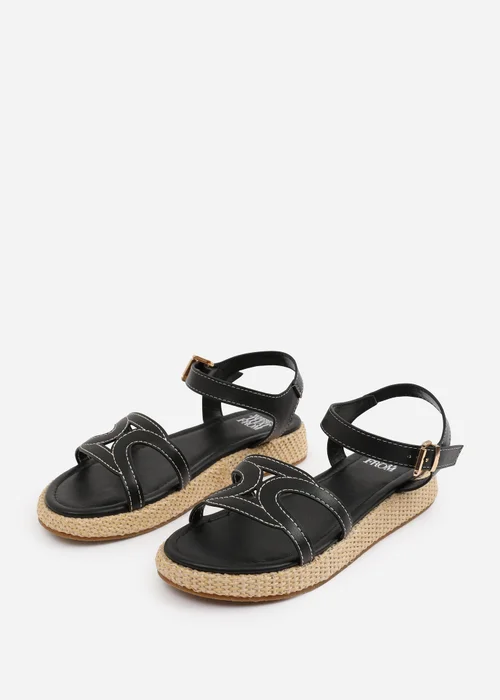 Where's That From Black PU Sofia Flatform Sandal - 4 Image 3
