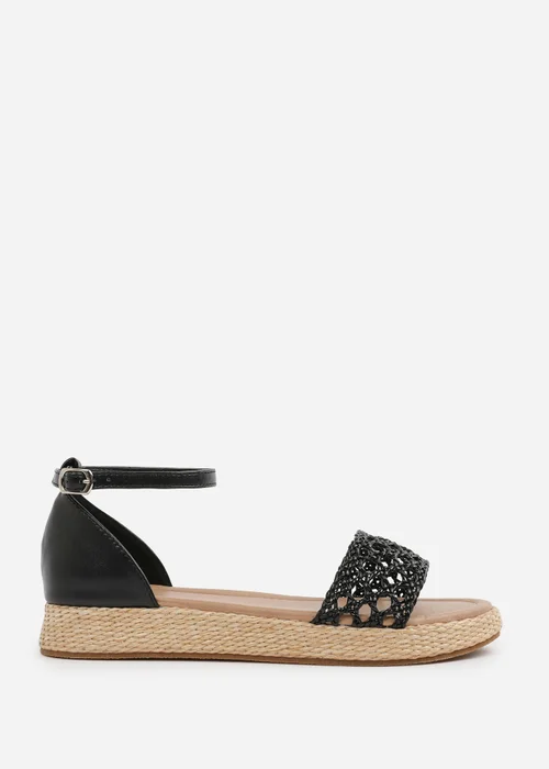 Where's That From Black PU Shia Braided Strap Espadrille Flatform - 7 Image 1