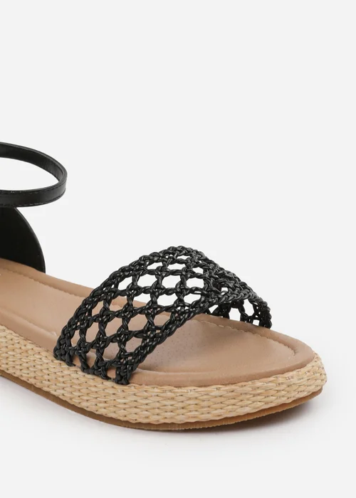Where's That From Black PU Shia Braided Strap Espadrille Flatform - 7 Image 4