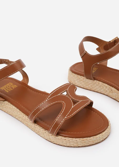 Where's That From Tan PU Sofia Wide Fit Flatform Sandal - 3 Image 4