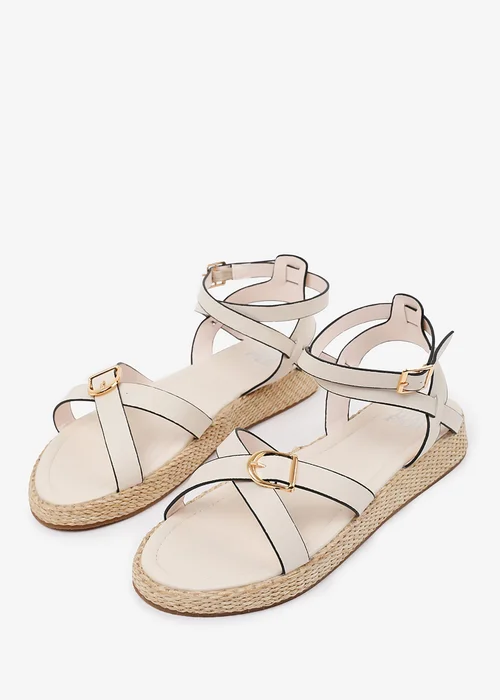 Where's That From Cream-PU Alora Wide-Fit Cross-Over Buckle Strap Sandals - 3 Image 3