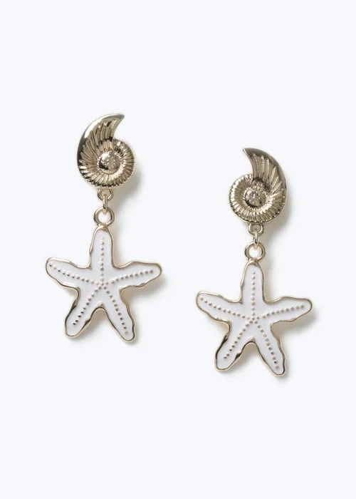 Muse White Starfish Shell Drop Earrings - One Size Image 1