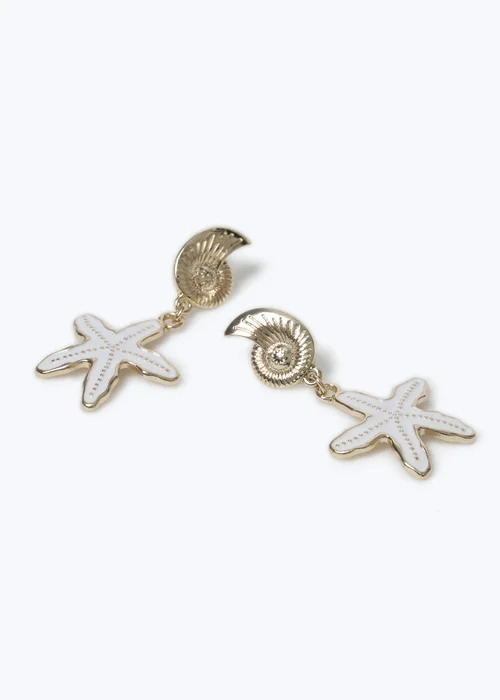 Muse White Starfish Shell Drop Earrings - One Size Image 2