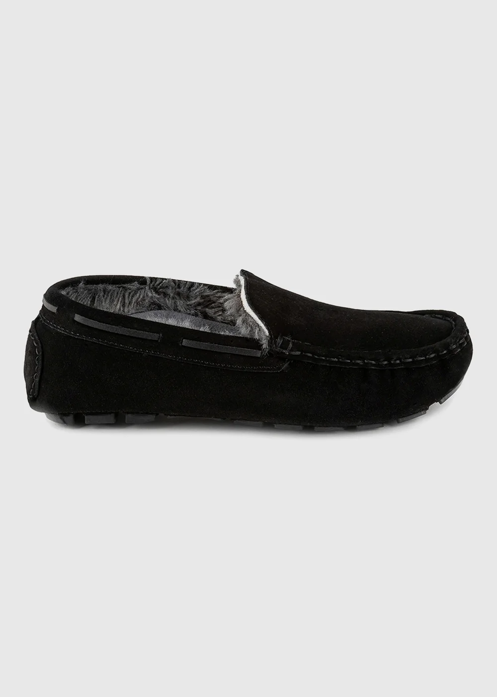 Totes Isotoner Black Real Suede With Closed Stitch Moccasin Slipper - 10 Image 4