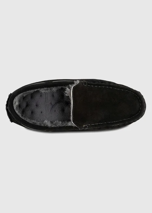 Totes Isotoner Black Real Suede With Closed Stitch Moccasin Slipper - 10 Image 5