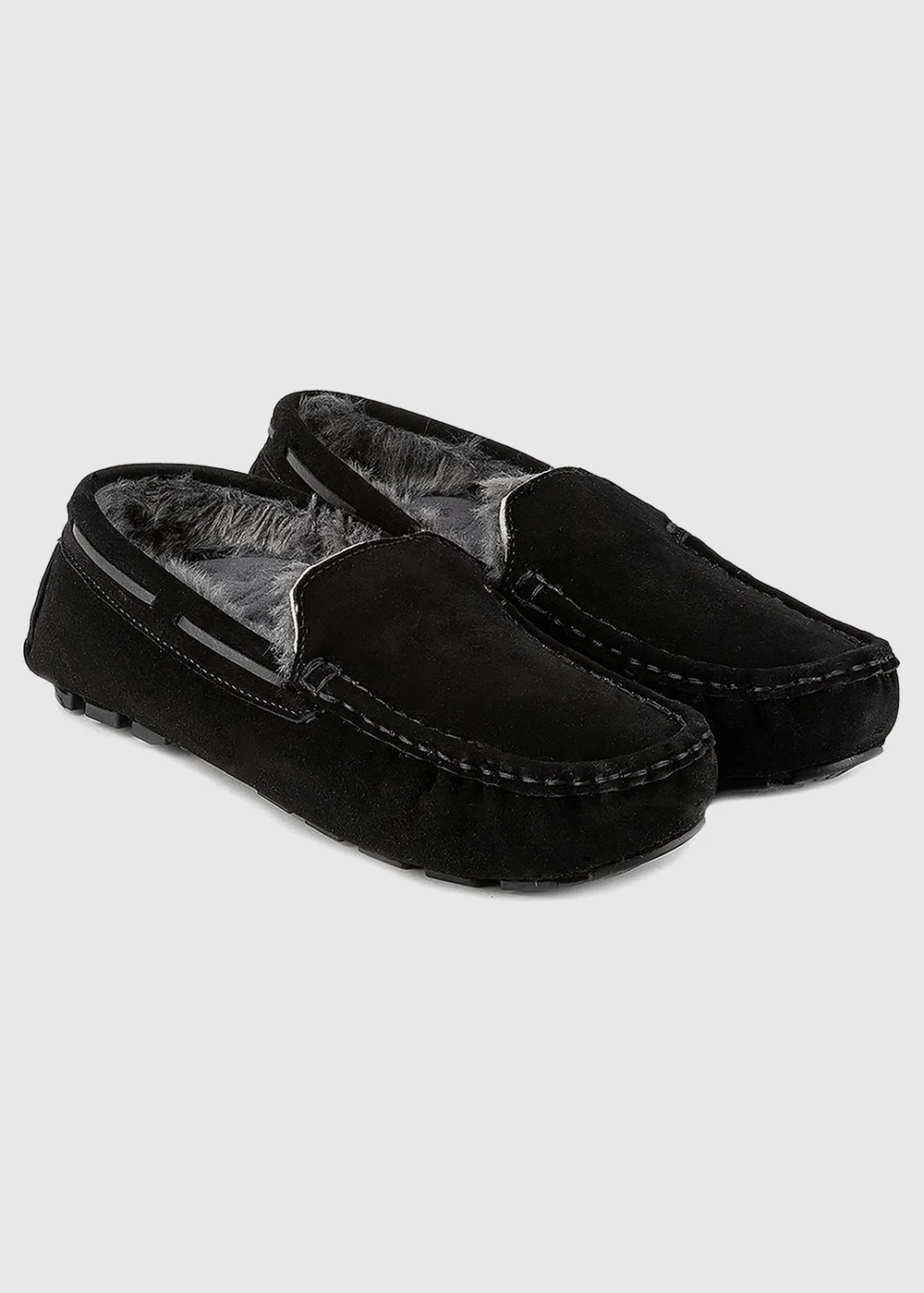 Totes Isotoner Black Real Suede With Closed Stitch Moccasin Slipper - 10 Image 1