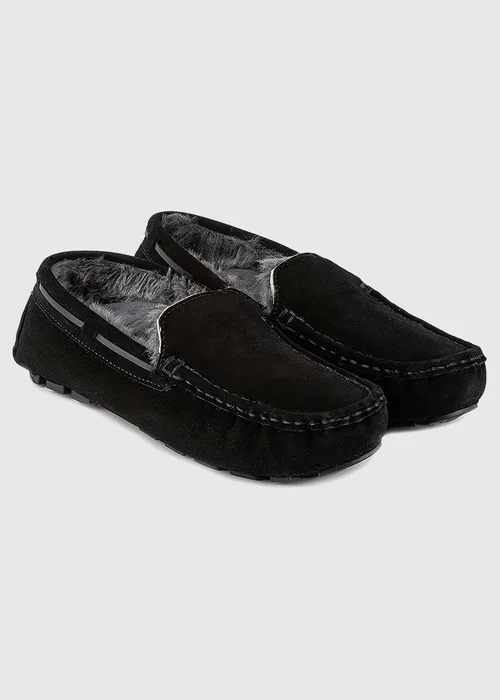 Totes Isotoner Black Real Suede With Closed Stitch Moccasin Slipper - 10 Image 1
