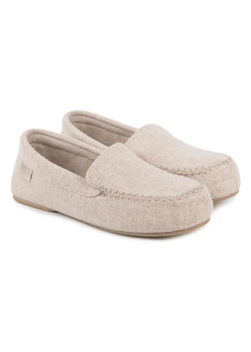 Totes Isotoner Brown Textured Moccasin Slipper - 7 Image 1