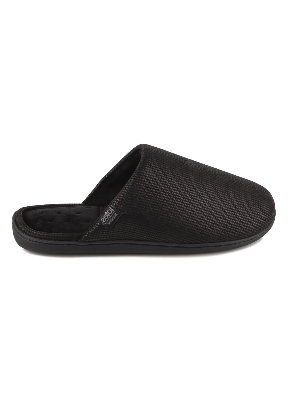 Totes Isotoner Black Square Patterned Smart Mule Slipper - 10 Image 4