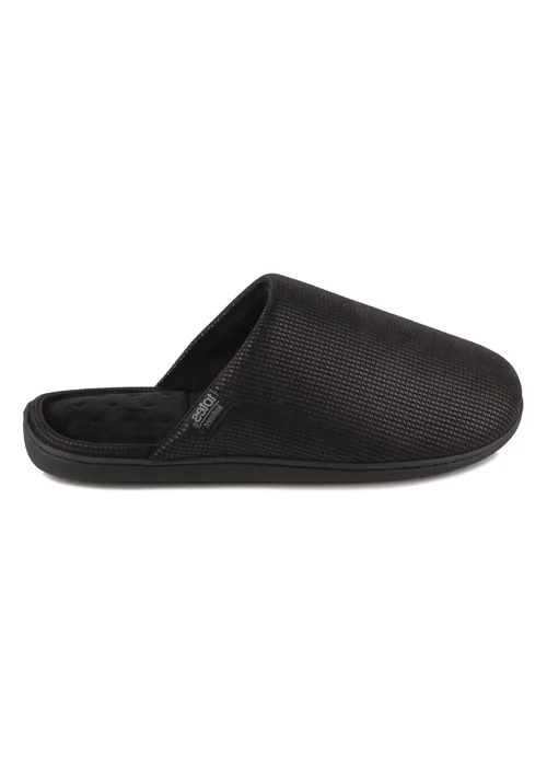 Totes Isotoner Black Square Patterned Smart Mule Slipper - 10 Image 4