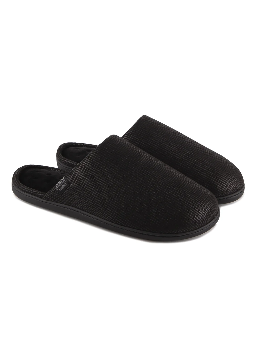 Totes Isotoner Black Square Patterned Smart Mule Slipper - 10 Image 1