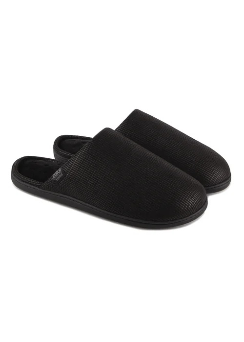 Totes Isotoner Black Square Patterned Smart Mule Slipper - 10 Image 1