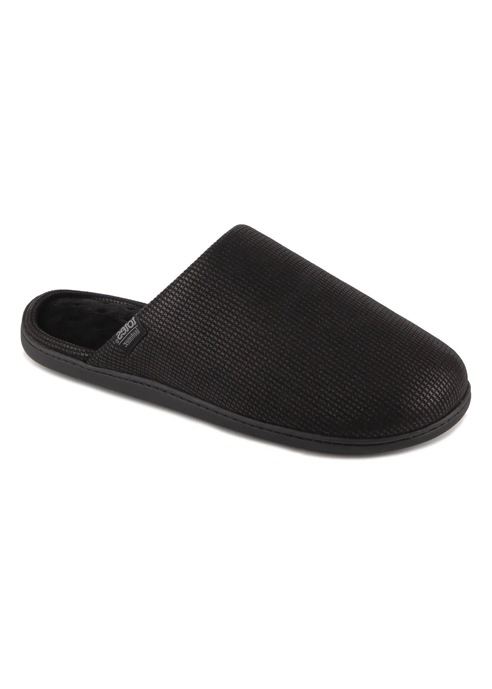 Totes Isotoner Black Square Patterned Smart Mule Slipper - 10 Image 3