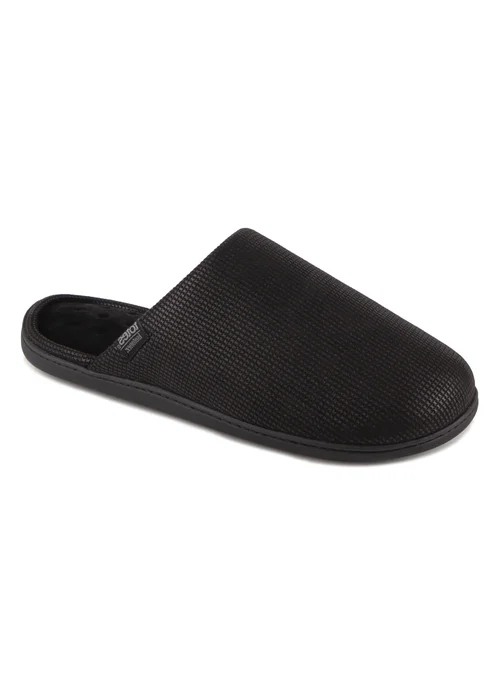 Totes Isotoner Black Square Patterned Smart Mule Slipper - 10 Image 3