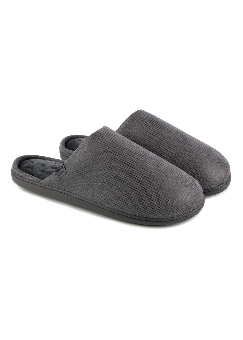 Totes Isotoner Grey Square Patterned Smart Mule Slipper - 11 Image 1