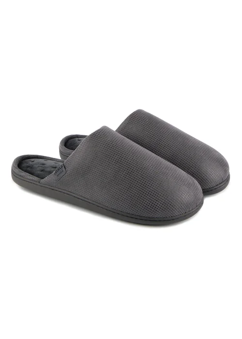 Totes Isotoner Grey Square Patterned Smart Mule Slipper - 11 Image 1