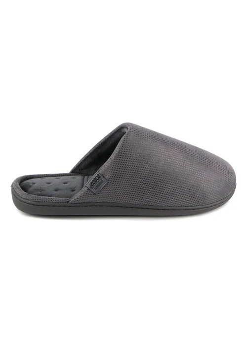 Totes Isotoner Grey Square Patterned Smart Mule Slipper - 11 Image 4