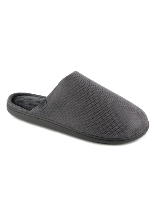 Totes Isotoner Grey Square Patterned Smart Mule Slipper - 11 Image 3