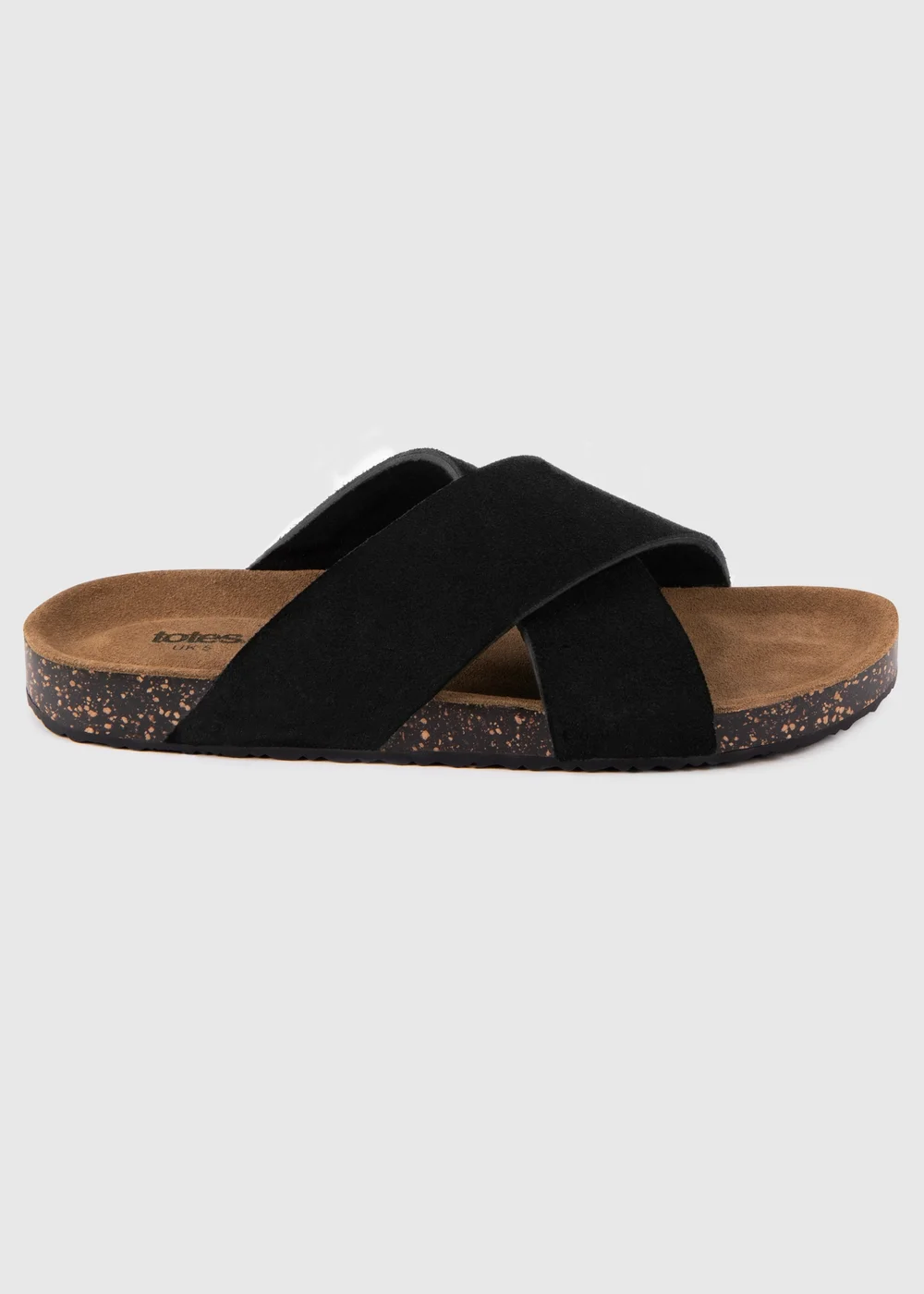 Totes Black Suede Cross Strap Sandal - 5 Image 3